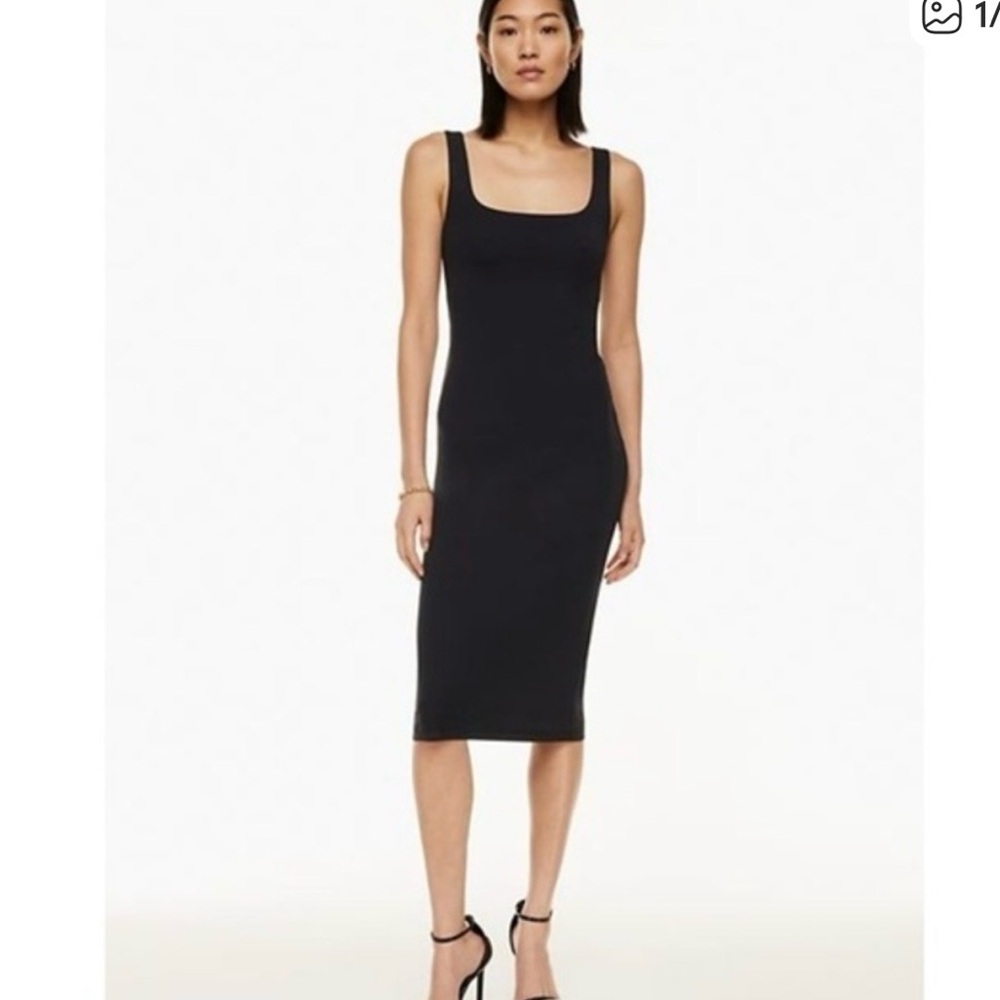 Aritzia Babton Contour Square-neck Midi Dress- Color Light Brown